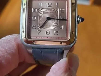 Montre homme Cartier Santos Dumont XL en acier et or rose à remontage manuel, réf. W2SA0025