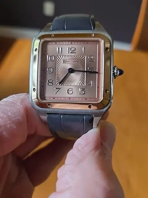 Montre homme Cartier Santos Dumont XL en acier et or rose à remontage manuel, réf. W2SA0025