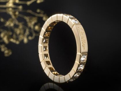 Bague Cartier Lanières Mémoire sertie de diamants, or jaune