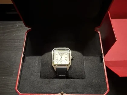 Montre homme Cartier Santos Dumont, grand modèle, quartz, acier inoxydable, WSSA0022